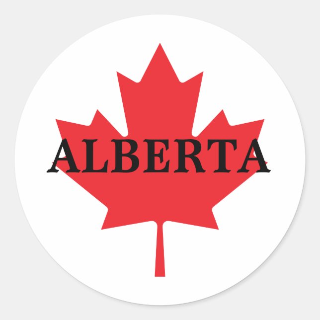 Alberta with Maple Leaf Classic Round Sticker (Front)