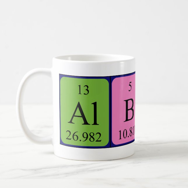 Alberte periodic table name mug (Left)