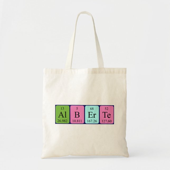 Alberte periodic table name tote bag (Front)