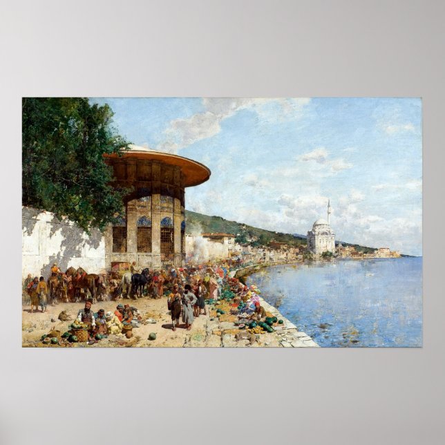 Alberto Pasini Market Day in Constantinople Poster (Front)