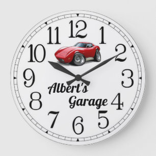 Albert's Corvette Garage Large Clock