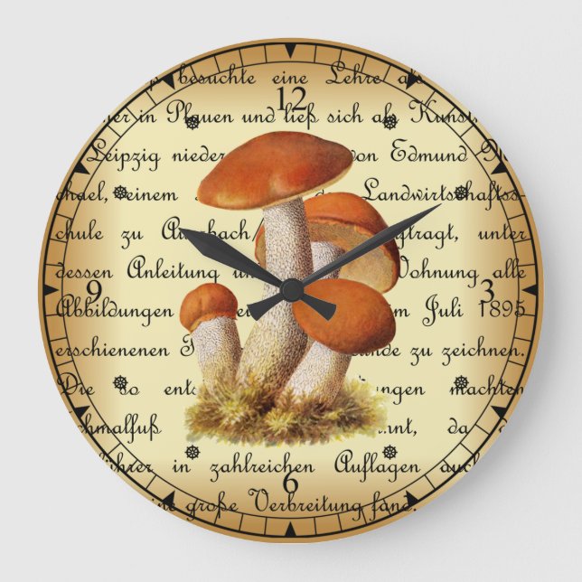 Albin Schmalfuß~Espenrotkappe1~ Mushrooms ~ Large Clock (Front)
