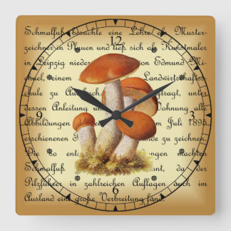 Albin Schmalfuß ~ Espenrotkappe1~ Mushrooms Square Wall Clock
