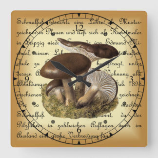 Albin Schmalfuß ~ Märzschneckling-1~ Mushrooms ~ Square Wall Clock