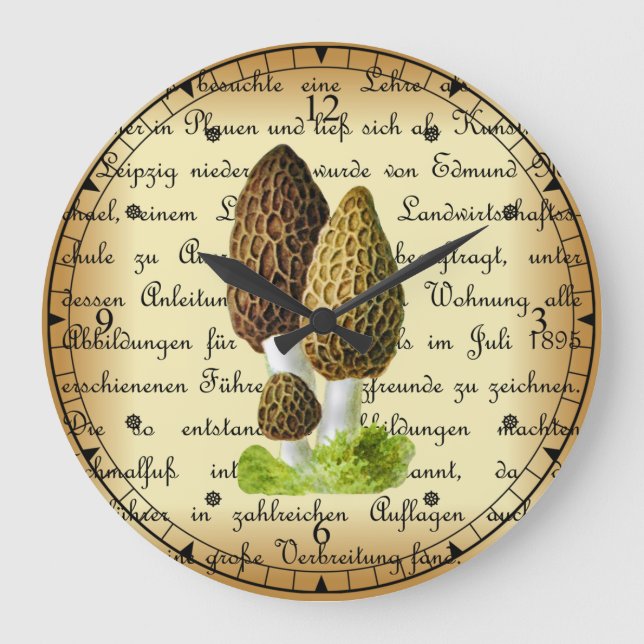 Albin Schmalfuß ~ Spitzmorchel-1~ Mushrooms ~  Large Clock (Front)