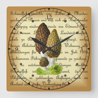 Albin Schmalfuß ~ Spitzmorchel-1~ Mushrooms ~ Square Wall Clock