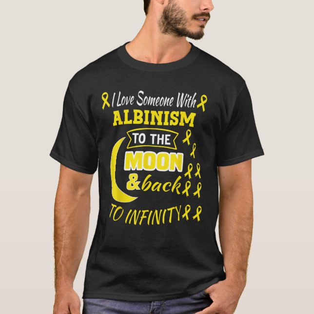 Albinism Awareness Cute Moon Yellow Ribbon T-Shirt (Front)