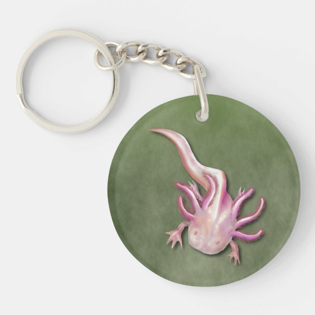Albino Axolotl "Walking Fish" Art Key Ring (Front)