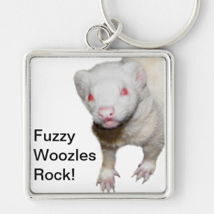 Albino Ferret Picture Key Ring