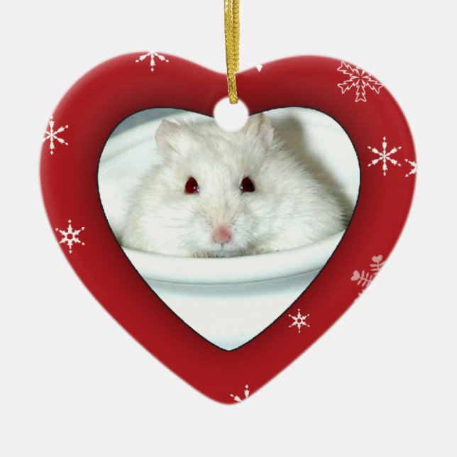 Albino Hamster Photo Ceramic Tree Decoration (Front)