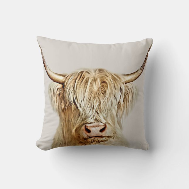 Albino Highland Cow Cushion (Front)