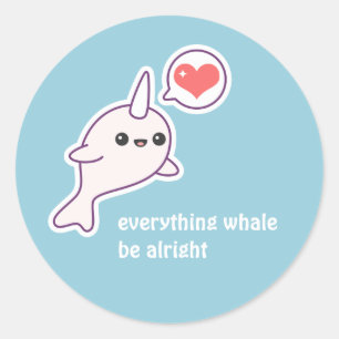 Albino Narwhal Classic Round Sticker
