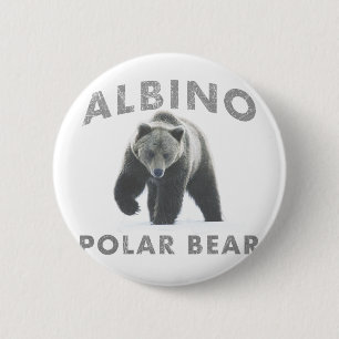 albino polar bear 6 cm round badge