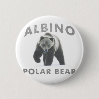 albino polar bear 6 cm round badge