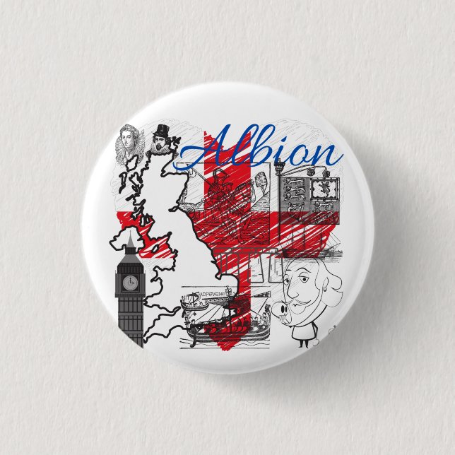 Albion - For the Love of England 3 Cm Round Badge (Front)