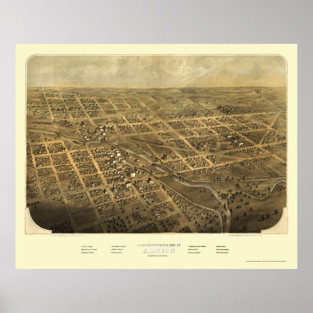 Albion, MI Panoramic Map - 1868 Poster (Front)