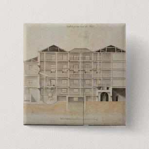 Albion Mill, section from east to west 15 Cm Square Badge