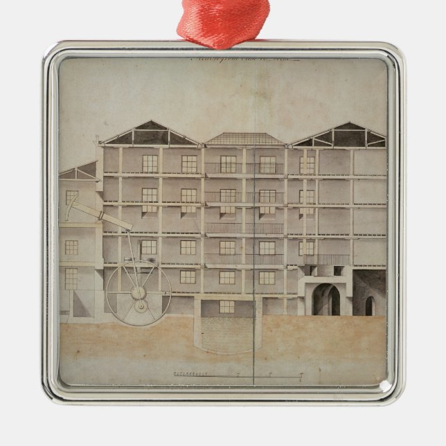 Albion Mill, section from east to west Metal Tree Decoration (Front)