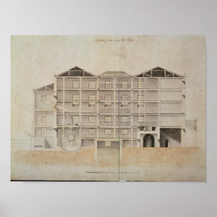 Albion Mill, section from east to west Poster