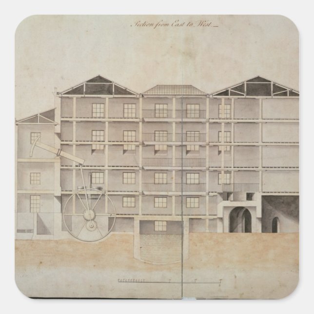 Albion Mill, section from east to west Square Sticker (Front)