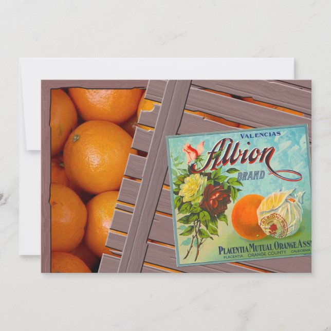 Albion Oranges Fruit Crate Label Invitation (Front)