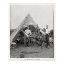 Albion printing press in army photograph