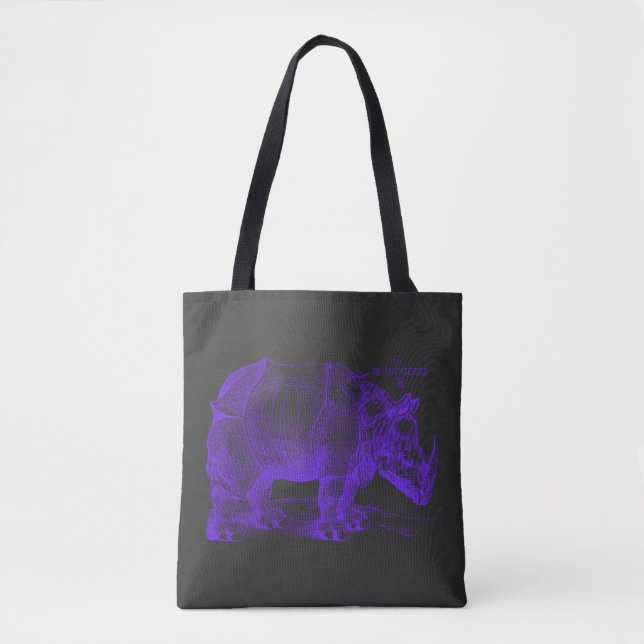 Albrecht Durer Renaissance Rhinoceros in Purple Tote Bag (Front)