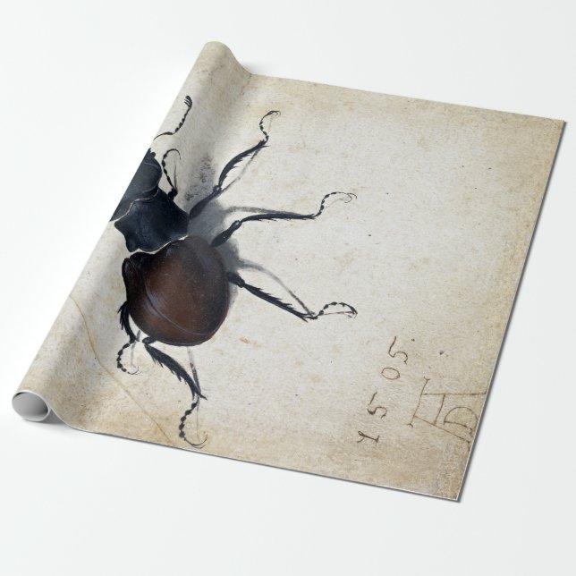 Albrecht Dürer Stag Beetle Wrapping Paper (Unrolled)