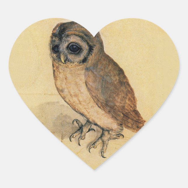 Albrecht Durer The Little Owl Heart Sticker (Front)