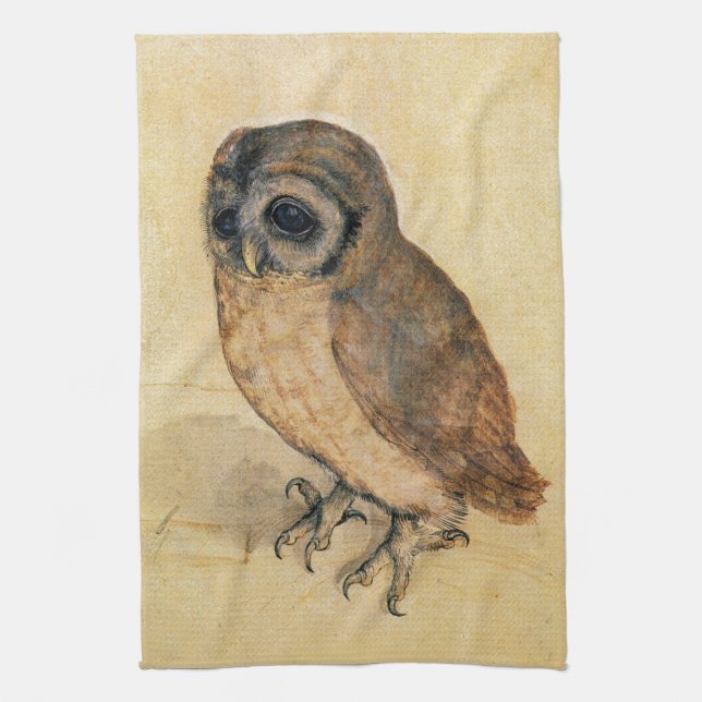 Albrecht Durer The Little Owl Tea Towel (Vertical)