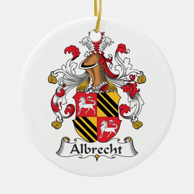 Albrecht Family Crest Ceramic Tree Decoration (Front)