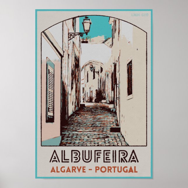 Albufeira city Algarve Portugal vintage travel Poster (Front)