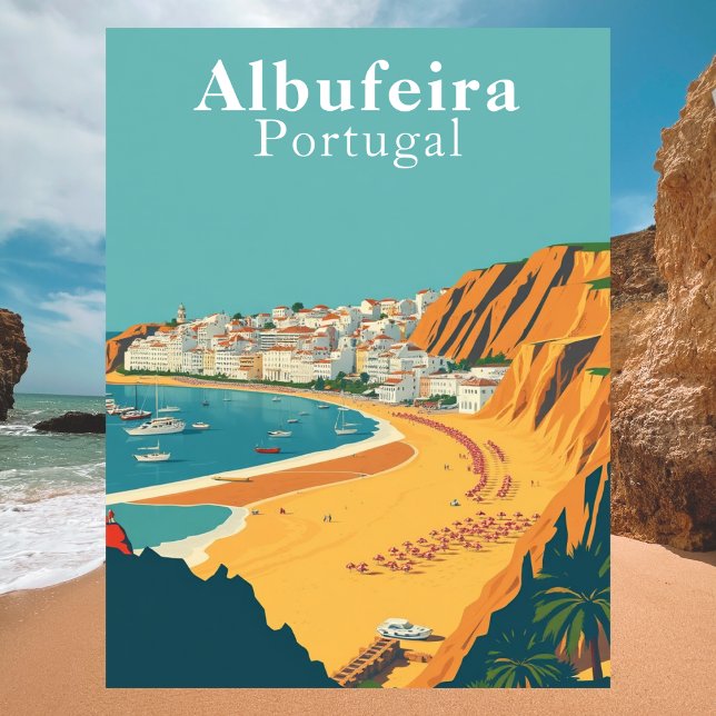 Albufeira, Portugal European Retro Art Postcard (Albufeira, Portugal European Retro Art Postcard)