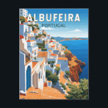 Albufeira Portugal Travel Art Vintage Postcard<br><div class="desc">Albufeira retro vector travel design. Albufeira is a coastal city in the southern Algarve region of Portugal. It’s a former fishing village that has become a major holiday destination.</div>