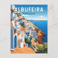 Albufeira Portugal Travel Art Vintage