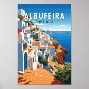 Albufeira Portugal Travel Art Vintage Poster