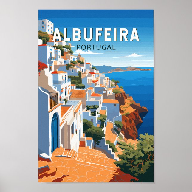 Albufeira Portugal Travel Art Vintage Poster (Front)