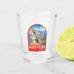 Albufeira Portugal Travel Art Vintage Shot Glass<br><div class="desc">Albufeira retro vector travel design. Albufeira is a coastal city in the southern Algarve region of Portugal. It’s a former fishing village that has become a major holiday destination.</div>