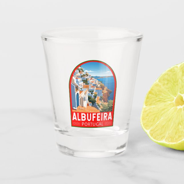 Albufeira Portugal Travel Art Vintage Shot Glass (Front)