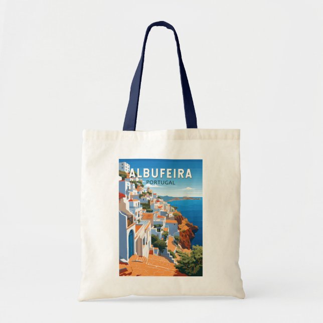 Albufeira Portugal Travel Art Vintage Tote Bag (Front)