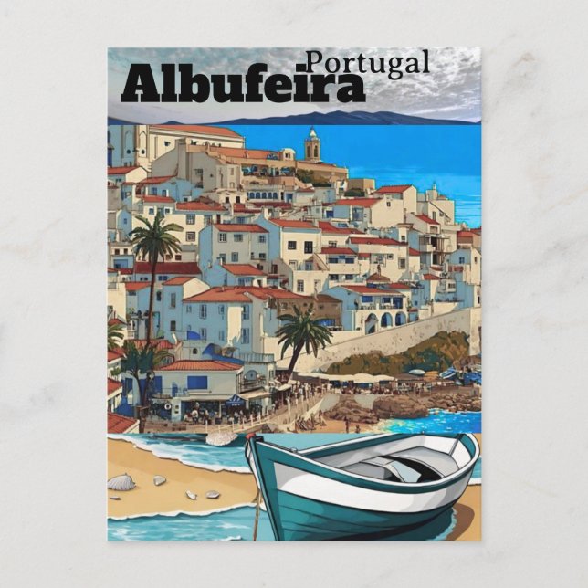 Albufeira Portugal Travel Postcard Art, Portugal T (Front)