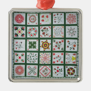 Album quilt with season flowers, 1844 metal tree decoration