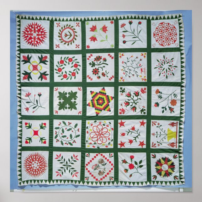Album quilt with season flowers, 1844 poster (Front)