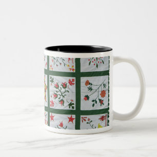 Album quilt with season flowers, 1844 Two-Tone coffee mug