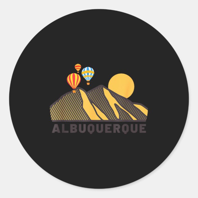 Albuquerque Balloon Festival New Mexico Mountains  Classic Round Sticker (Front)
