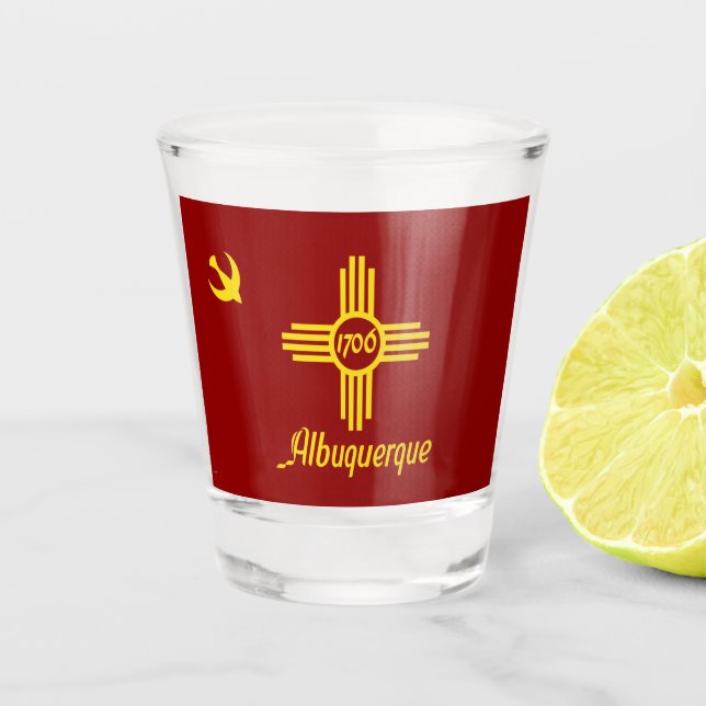 Albuquerque city flag shot glass (Front)