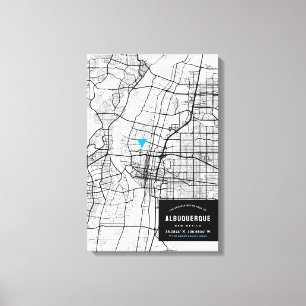 Albuquerque City Map + Mark Your Location Canvas Print