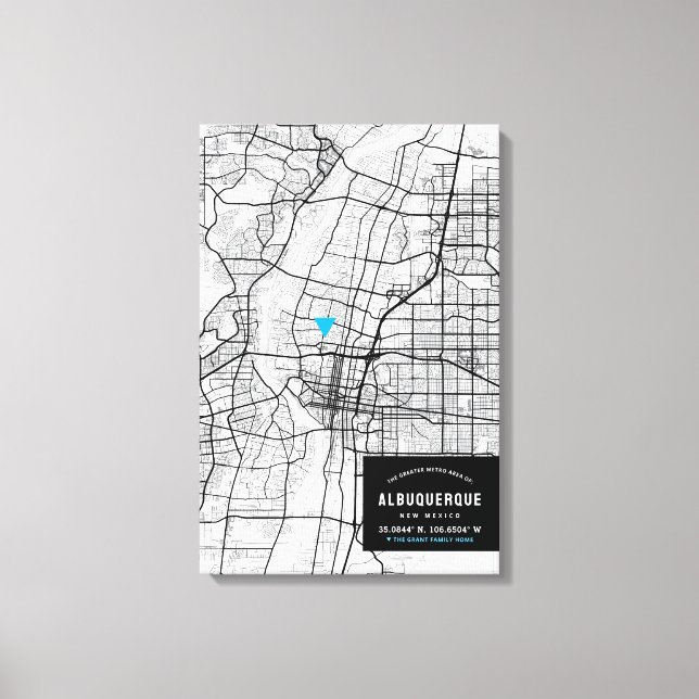 Albuquerque City Map + Mark Your Location Canvas Print (Front)