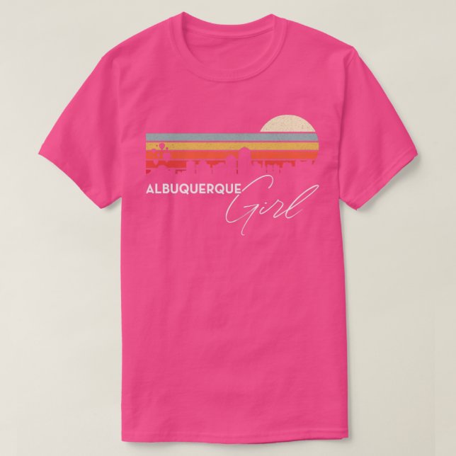 Albuquerque Girl Retro Sunset City Skyline Souveni T-Shirt (Design Front)