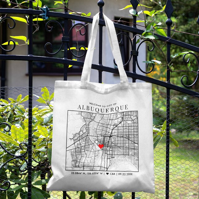 Albuquerque Love Locator | Wedding Welcome Tote Bag (The more complete visual of what your final tote bag would look like in real life.)